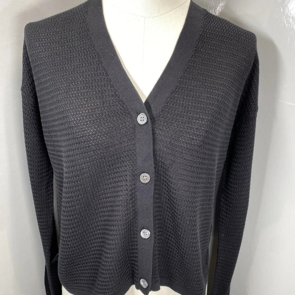 NEW THEORY Women’s Hanelee Cropped Cardigan Shirt – Black – Size S